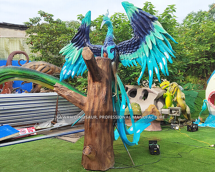 1 Phoenix on the Fiberglass Tree Animatronic Phoenix Model with Movements Customized by Kawah Factory